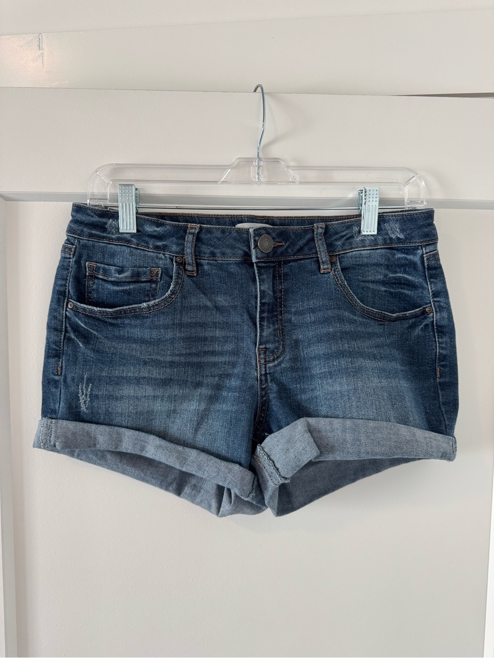 refuge Dark Blue Rolled-Cuff Denim Shorts